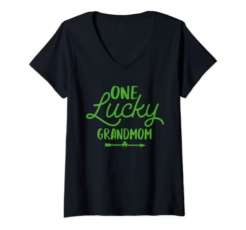 Femme une grand-mère chanceuse st patrick's day irish lucky grandmom t-shirt avec col en v