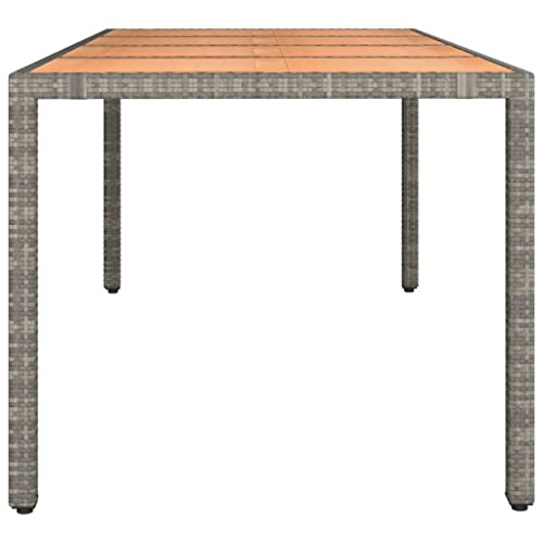 Table de Jardin en Résine Tressée Grise et Bois d'Acacia vidaXL - 7