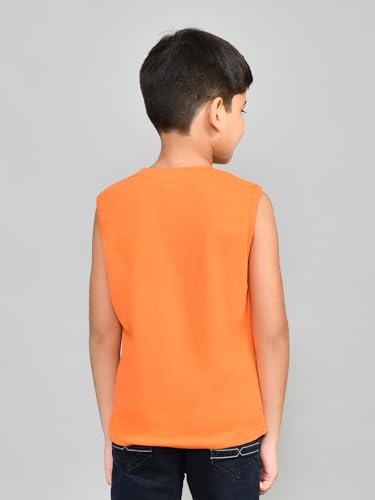 Image of Lux Cozi Printed Round Neck Sleeveless Cotton T-Shirt for Boys | Prints May Vary |