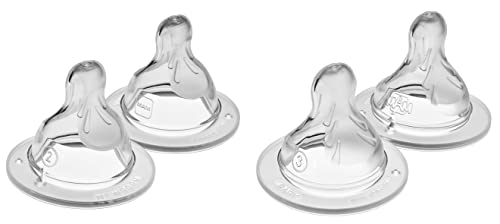 Image of MAM Bottle Nipples Medium Flow Nipple Level 2 & Fast Flow Nipple Level 3 (Set of 4), for 2+ and 4+ Months, SkinSoft Silicone Nipples for Baby Bottles, Fits All MAM Bottles
