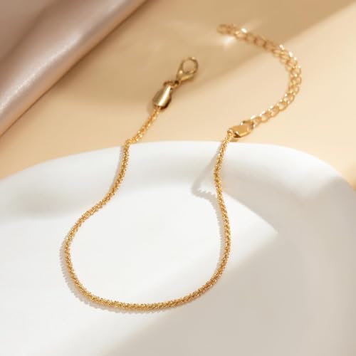 Image of Nanafast Women's Ankle Bracelets, Sparkling Multi-layer Anklet Bracelets for Women, Adjustable Shiny Gold /Silver Anklets for Women, Beach Cute Anklets Jewelry for Summer