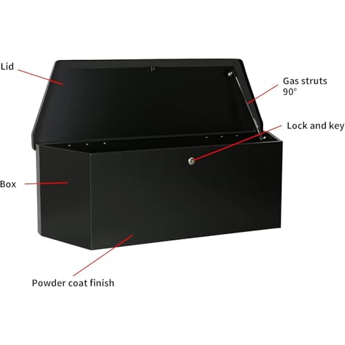 WEIZE Trailer Tongue Box, 2.31cu.ft. Trailer Tool Box, Black Steel, 35x12.2x11.8inch, 1 Pack