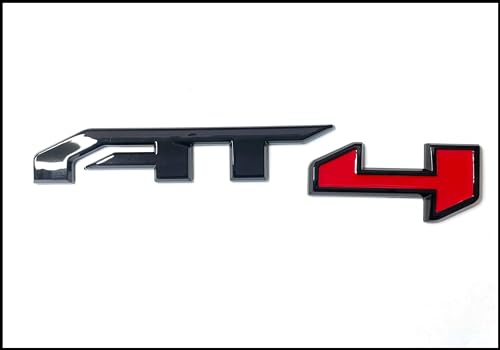 Image of AT4 Door Emblem in Black & Red for 2019-2024 GMC Yukon, Sierra, and Canyon - Ideal for Both Right and Left Doors - Fits 1500, 2500HD, and 3500HD Models