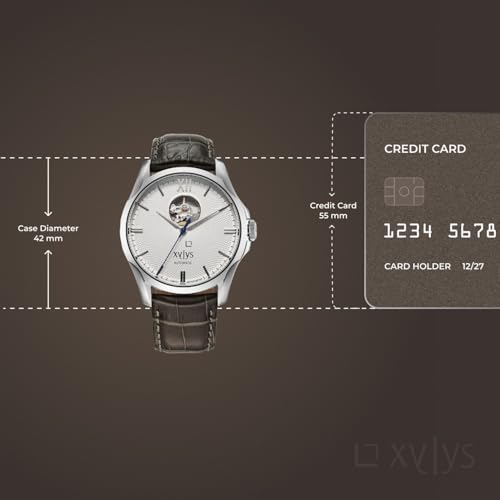 Image of Xylys Provenance Swiss Automatic Analog White Dial Grey Leather Strap Watch for Men - 40059SL01E