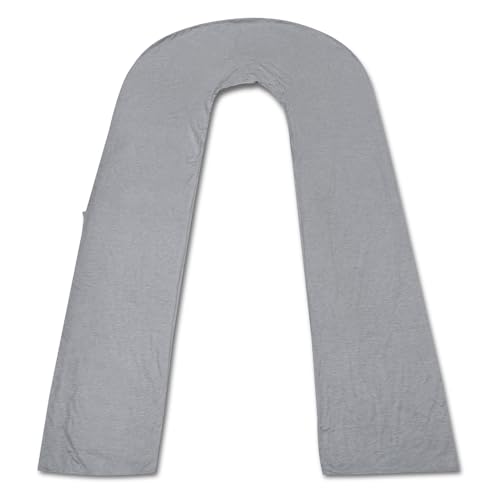 Image of Meiz Pregnancy Pillow Cooling Cover, U Shaped Pregnancy Pillows Cover, Cooling Silky Jersey Cover, Grey