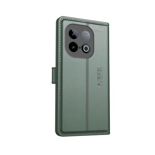 Image of AIBEX Compatible for iQOO Neo 10 5G Flip Cover Leather Finish with Magnatic Closure | Inside TPU with Card Pockets | Wallet Stand | Complete Protection Flip Case -Green
