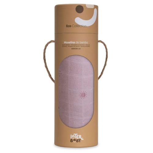 Interbaby Muselina de bambú para bebés 1.20x1.20 - Duendes del Polvo Rosa