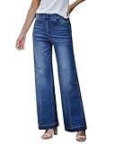 GRAPENT Dark Blue Jeans Women Womens Trendy Clothes Women’S Clothing Wide Leg Trousers Jeans Womens Bottoms for Women Color Darkness Blue Size S Small Size 4 Size 6