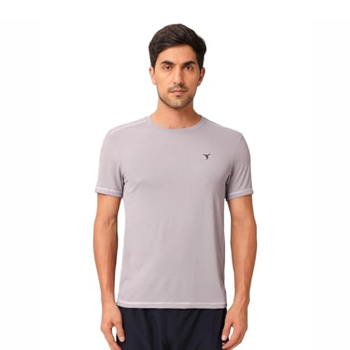 Image of TECHNOSPORT Men's Slim Fit Polyester Activewear Sports T-Shirt with Moisture-Wicking Comfort for Workout, Running & Gym