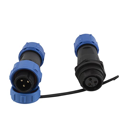 Lot de 3 boîtes de jonction électrique à 3 broches, IP68, étanche, connecteur aviation, connecteurs de câble, prise femelle + prise mâle circulaire pour extérieur et intérieur Cover