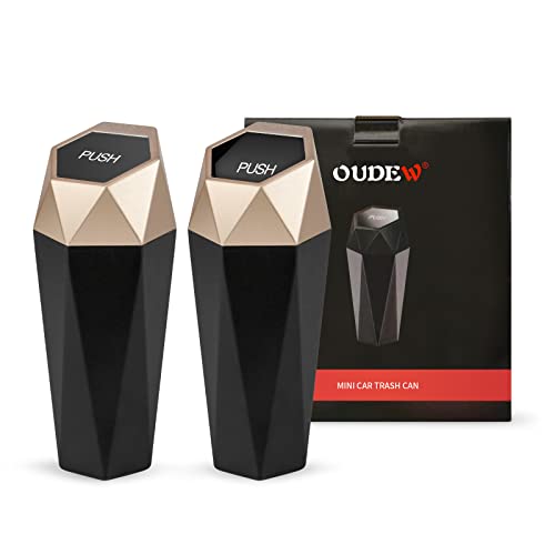 OUDEW Car Trash Can with Lid - 2-Pack, Interior Accessories for Vehicles, Leakproof Garbage Can with 30 Detachable Trash Bags, Multipurpose Organizers and Storage Solutions for Home and Office
