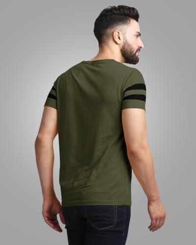 Image of Noble Monk Men Regular Fit T-Shirt | Round Neck | Half Sleeve | Self Design | Casual T Shirt for Men