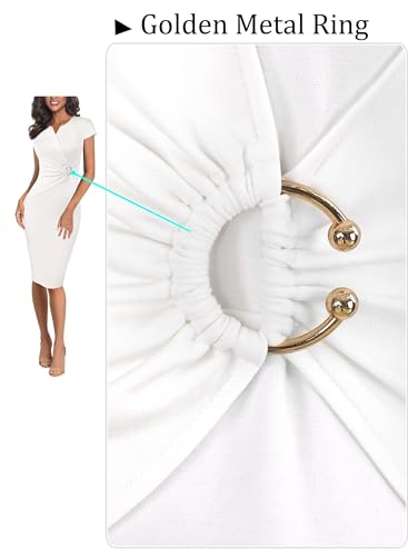 Image of VFSHOW Womens Elegant Notch V Neck Ruched Work Office Business Church Bodycon Sheath Dress