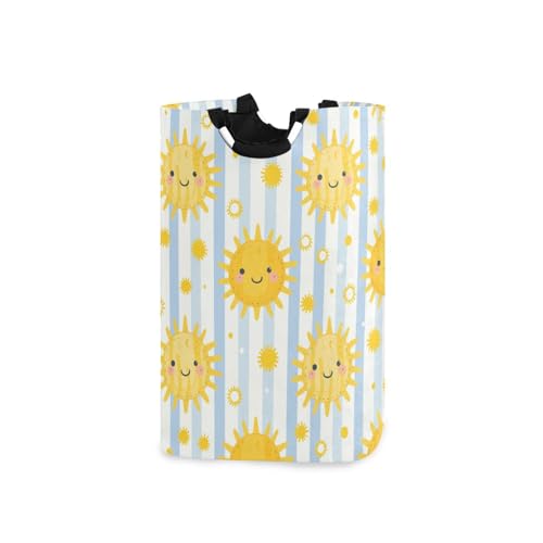 Jihqo Laundry Hamper Basket Cartoon Sun Collapsible Nursery Storage Bin Waterproof Clothing Baskets for Home Bedroom Bathroom Washing Room