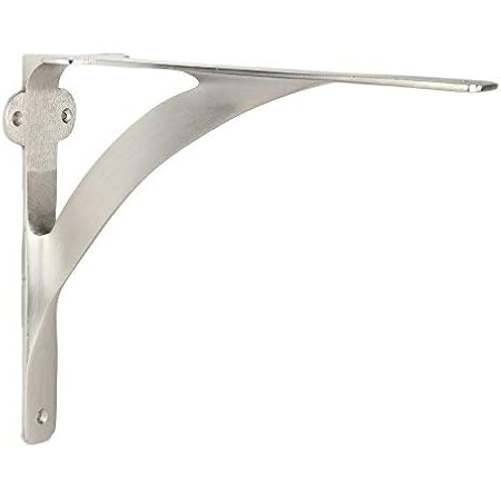 Amazon Com Set Of 2 Shelf Brackets 5 7 8 X 7 7 8 Inches Heavy Duty Brass L Brackets With Brushed Nickel Finish For Shelves Corner Bracket For Wall Shelves Diy Kitchen Shelving Right