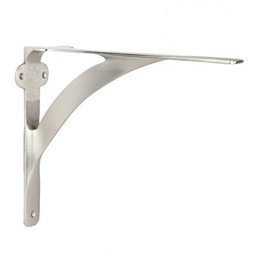 [Set Of 2] Shelf Brackets For 6", 8", 10" Shelves - Brushed Nickel Finish - 7.88" X 5.88" - Heavy Duty Brass Shelf Bracket - L Brackets For Wall Shelves - Easy To Install - Hardware Included #TOP1