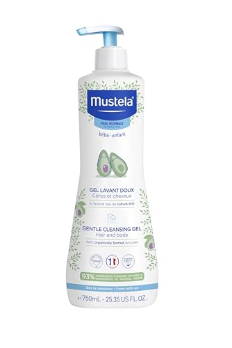 Mustela Gel Limpiador Suave, Cuerpo y Cabello, para Bebés, Niños, Apto para Toda la Familia - Limpia con suavidad y no quema los ojos, 93% Ingredientes de Origen Natural (500ml)