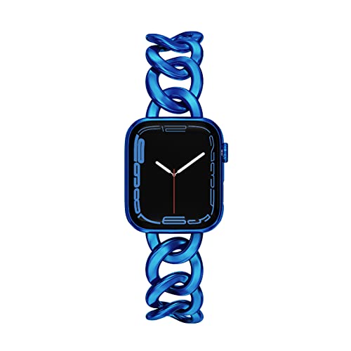 Kolgios 45 44 42mm Blue Cool Chain Metal Bands Compatible for Women Apple Watch Bands Series7 SE Series 6 Navy Man Replacemnet Band for SE Series 7 6 5 4 3 2 1