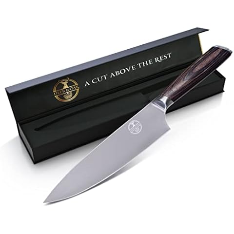 Deer & Oak 8" Chef Knife - 1 x Chef Kitchen Knife Made of Premium German Stainless Steel - Chef's Knife for Professional & Domestic Use - Chef Aid Knife - Perfectly Balanced Blade Cover