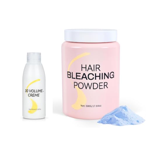Hair Bleach Powder 500g/17.64oz & 100ml 30 Volume Hair Developers (9%), Professional Lightening Bleach for Hair, Lift Up to 8 Levels, Perfect for DIY Blonde Highlights & Lightening
