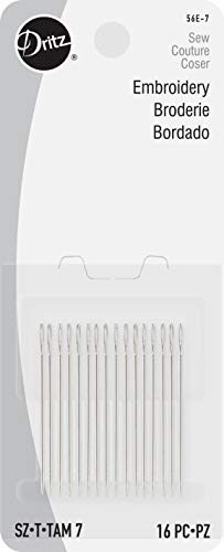 Dritz 56E-7 Embroidery Hand Needles, Size 7 (16-Count)