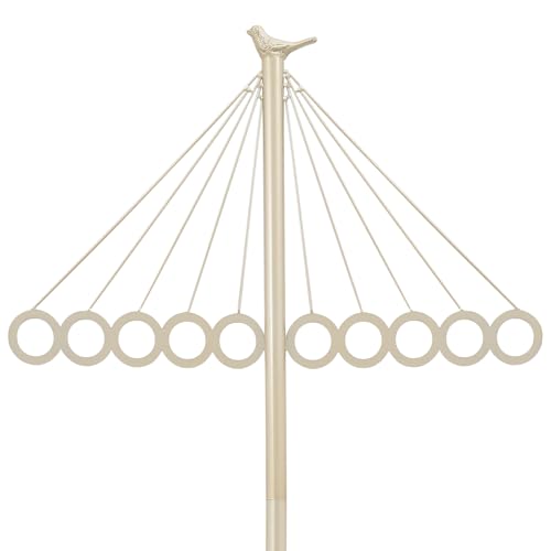 Perchero en forma de paraguas con base de placa de piedra, 170 cm, creativo, decorativo, perchero de metal, 10 ganchos, 15 kg, diseño moderno, de pie, inoxidable, para entrada (dorado, blanco) - imagen 6