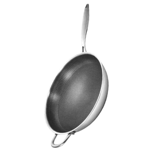 CLISPEED Wok Inoxidable con de Panal de Sartén Antiadherente con Doble Mango para Cocinas de Inducción Tipo de Estufas