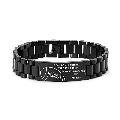 Bracelet baseball VNOX gravé en acier inoxydable résistant et pierre de lave