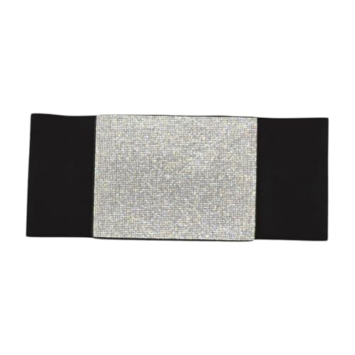 TrendyFashionJewelry Women Black Elastic Waist Corset Wide Belt Shiny Bling Silver Rhinestones M L XL4