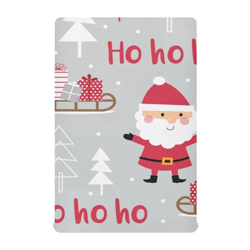 Moudou Christmas Santa Claus Playard Sheet for Boy Girls, Soft Breathable Fitted Toddler Sheet for Standard Playard Bed Mattress, 39 x 27 x 5 Inch