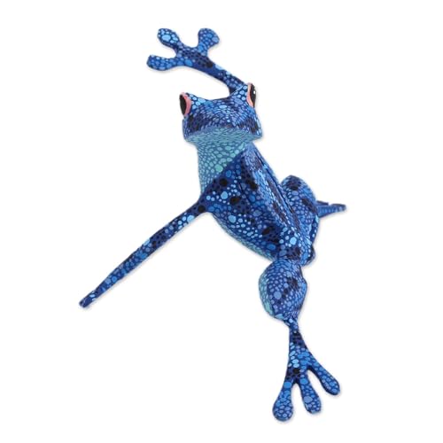Escultura Decorativa de Madera Animal Azul 3.9" miniatura 4