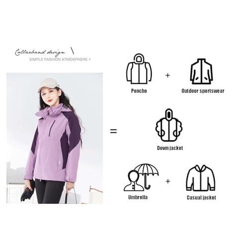 LIXQQS 3-in-1 Outdoorjacke Wasserdichte Jacke Damen: Softshelljacke mit Abnehmbarem Innenfutter und Kapuze Herbst Wintermantel (DE/NL/SE/PL, Alphanumerisch, M, Regular, Regular, Grün)