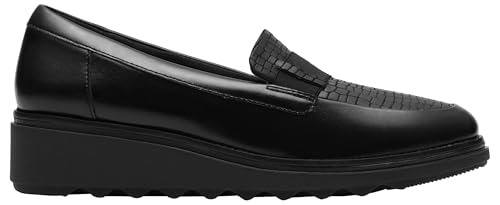 Clarks Sharon Pace   Tenis para Mujer, Cuero Negro, Talla 7, Piel Negra, 41 EU