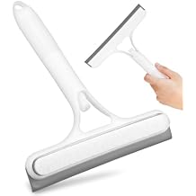 2-in-1 Window Cleaning Tool with Sponge Scrubber and Glass Squeegee for Car Windows Shower Doors Mirrors Portable Handle with Spray Head 10.43X8.46X1.37In