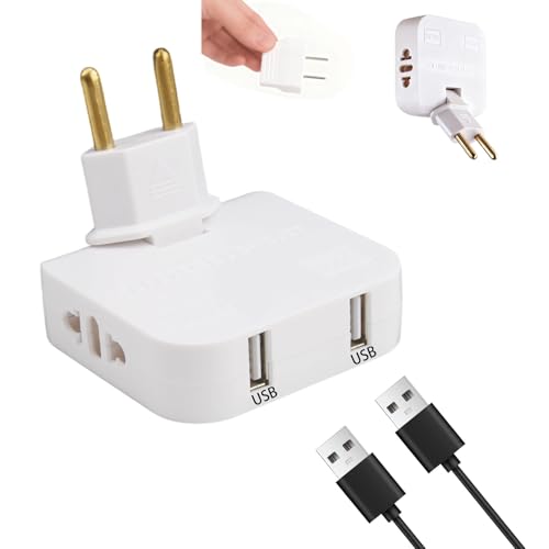 Multiprise Plate – Prise Murale Extra Plate 2 Ports USB + 2 Prises, Design Ultra-Fin, Prise pivotante à 180 degrés, Compatible avec Les multiprise Plates...