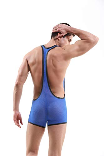 4Ufit Men's Mesh Bodysuit Wrestling Jockstrap Singlet Boxer Underwear #TOP5