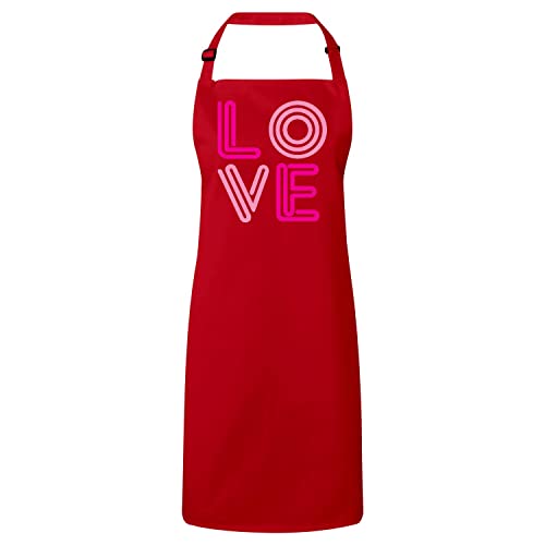 Tablier de cuisine vintage rouge LOVE néon idéal pour la Saint Valentin