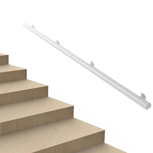Rampe d'escalier en bois massif blanc avec kit d'installation mural