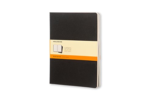 Moleskine Cahier XL ligné noir trois carnets haut de gamme au papier ivoire