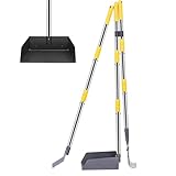 Niubya Pooper Scooper for Dogs, Metal Poop Scooper Tray Spade and Rake Set, Poop Scoop with Adjustable Long Handle, Dog Pooper Scooper for Pet Waste Removal