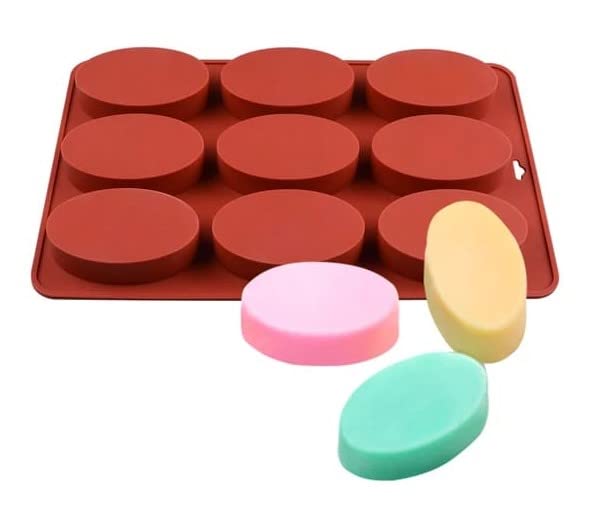 Yuniverse Oval Silicone Mold, 9 Cavity Bar Rectangle Molds for Soap Making, Loaf Muffin Baking Pans, Chocolate Cheesecake Making Trays, Nonstick & BPA Free - 28.2 x 18.2 x 2 cm