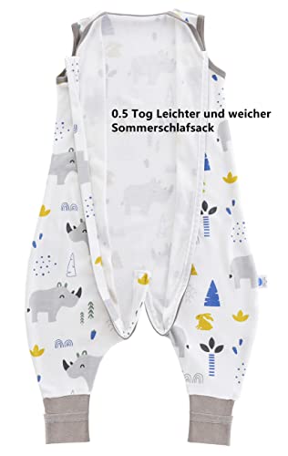 Chilsuessy Baby Sommerschlafsack mit Füßen 0.5 Tog Kleine Kinder Schlafsack mit Beinen Unwattiert 100% Baumwolle Schlafstrampler für Jungen… – Ansicht 2