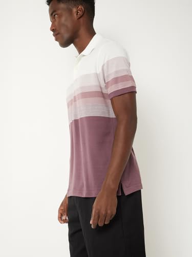 Image of Max Men's Half Sleeves Regular Fit Striped Polo T-Shirt