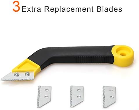 Grout Remover Tile Grout Saw Angled Grout Scraping Rake Tool with 3 Pieces Extra Replacement Accessories for Tile Cleaning