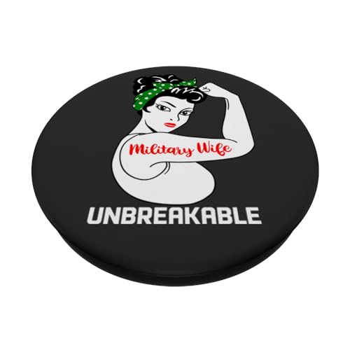 Military Wife Unbreakable Funny Military Officer Wife PopSockets Swappable PopGrip, Black - Image 2