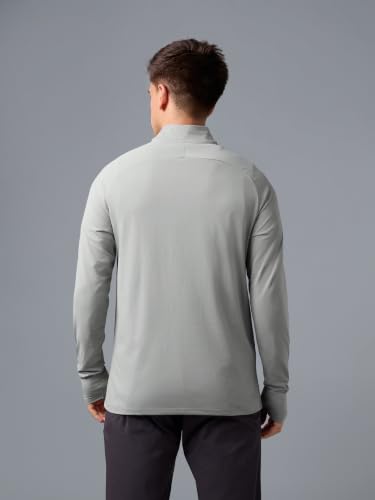 Image of TECHNOSPORT Men's Solid Quarter Zip Gym Slim Fit Active Sports T-Shirt with COTFLEX Full Sleeve Cotton Feel Polyester 4-Way Stretch Memory Fabric Lightweight Workout Running Training