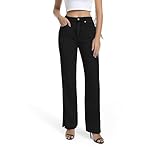 Guaile Womens Jeans High Waisted Stretchy Straight Leg Split Hem Jeans for Women Trendy Classic Denim Black Size 14