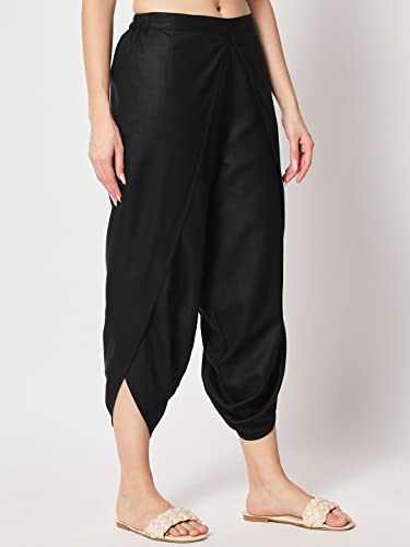 Image of 9rasa Women's Cotton Solid Harem Dhoti Pants for Casual FusionWear Workwear