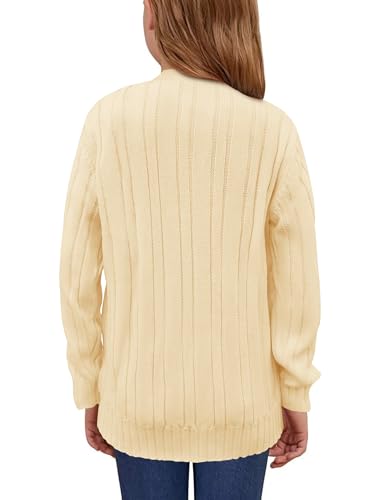 Girls Long Sleeve Casual Cardigan Kids Open Front Knit Sweater with Pockets2