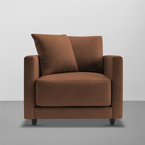 Image of Casaliving Dominic 1 Seater Sofa Set for Living Room (Brown Fabric) Premium Fabric Sofa